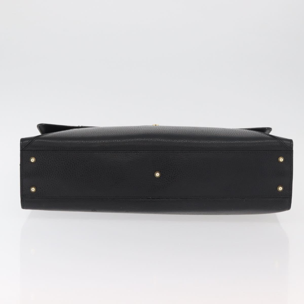 BALLY Business Bag Leather Black Gold Auth bs34560