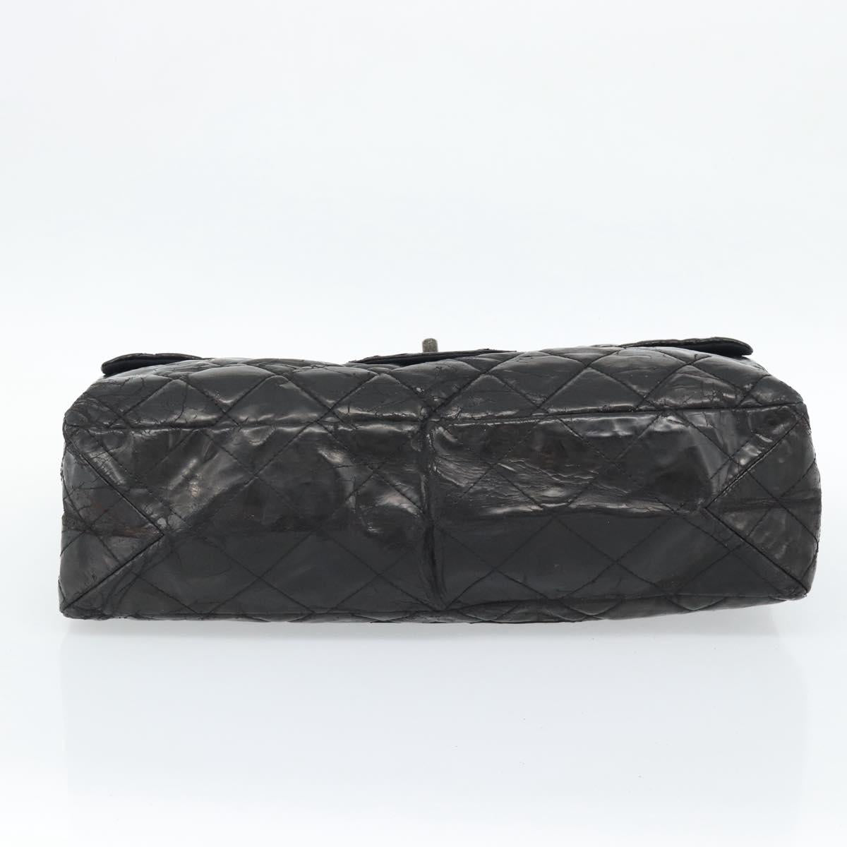 CHANEL Chain Matelasse 2.55 Shoulder Bag Patent leather Black CC Auth bs34563