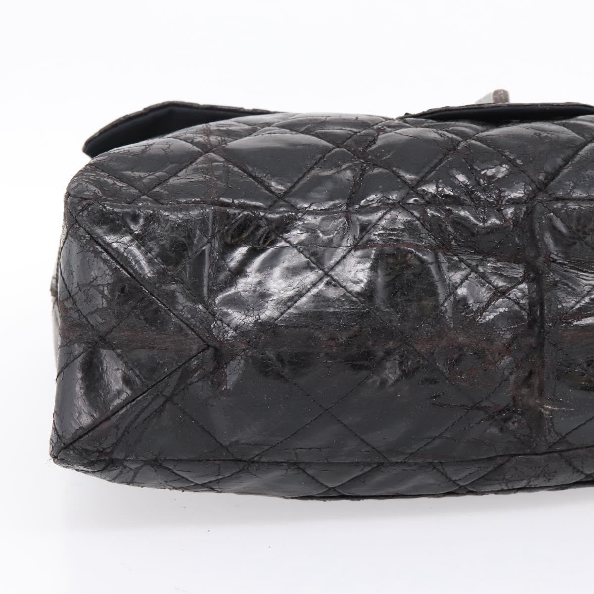 CHANEL Chain Matelasse 2.55 Shoulder Bag Patent leather Black CC Auth bs34563