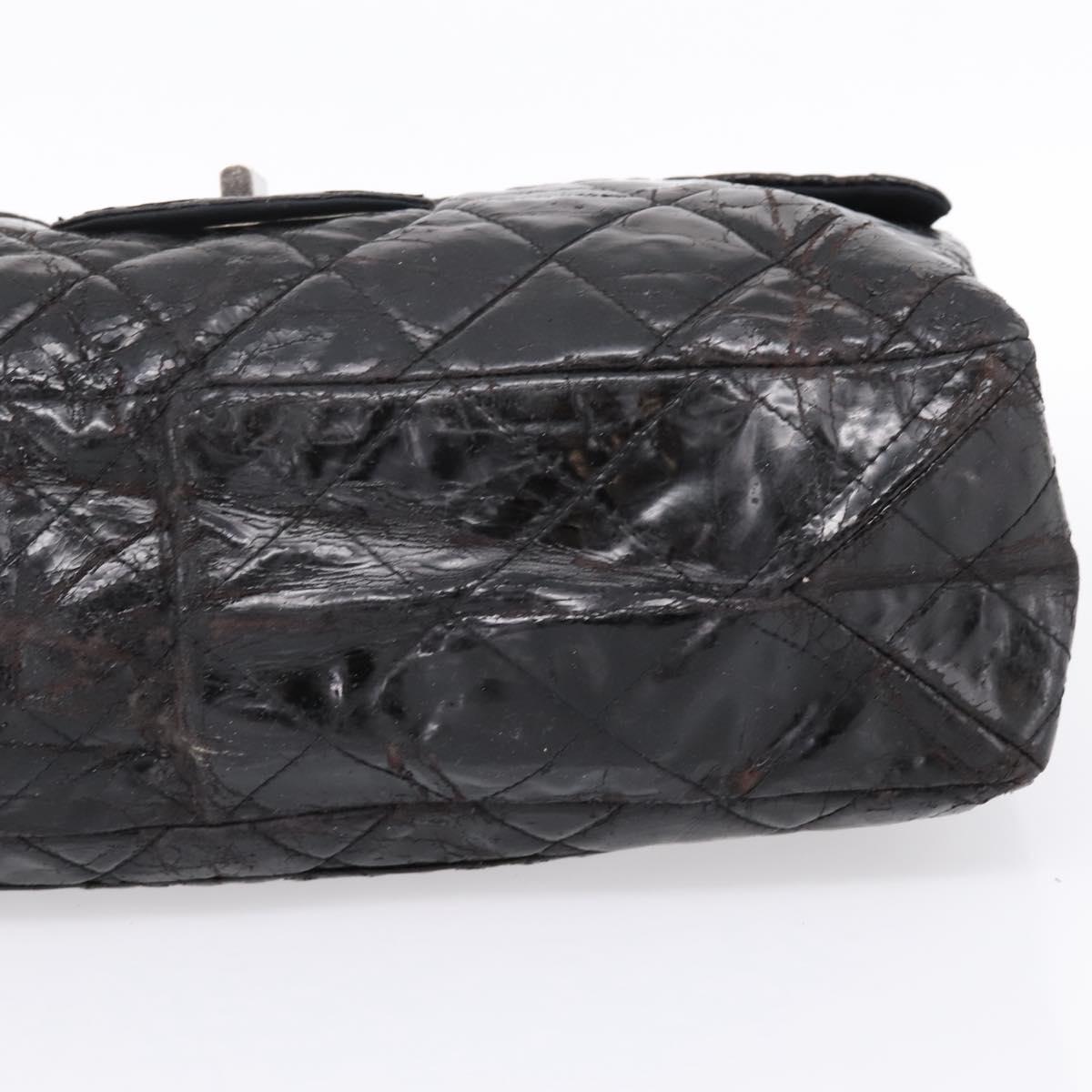 CHANEL Chain Matelasse 2.55 Shoulder Bag Patent leather Black CC Auth bs34563