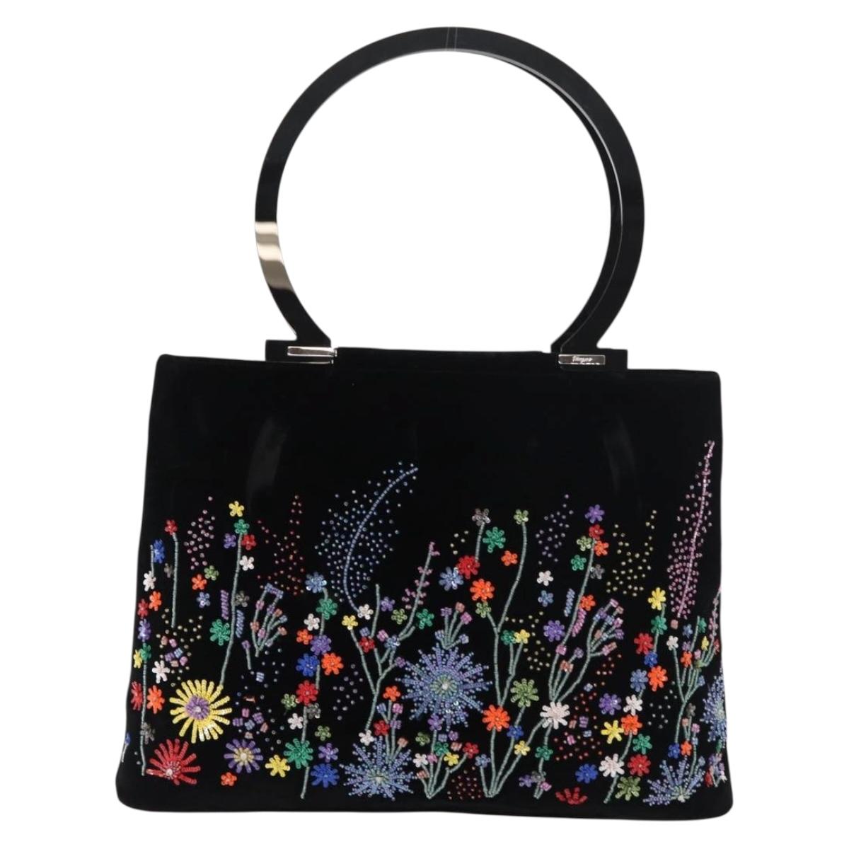 Salvatore Ferragamo Tote Bag Velor Black Silver Auth bs34565A