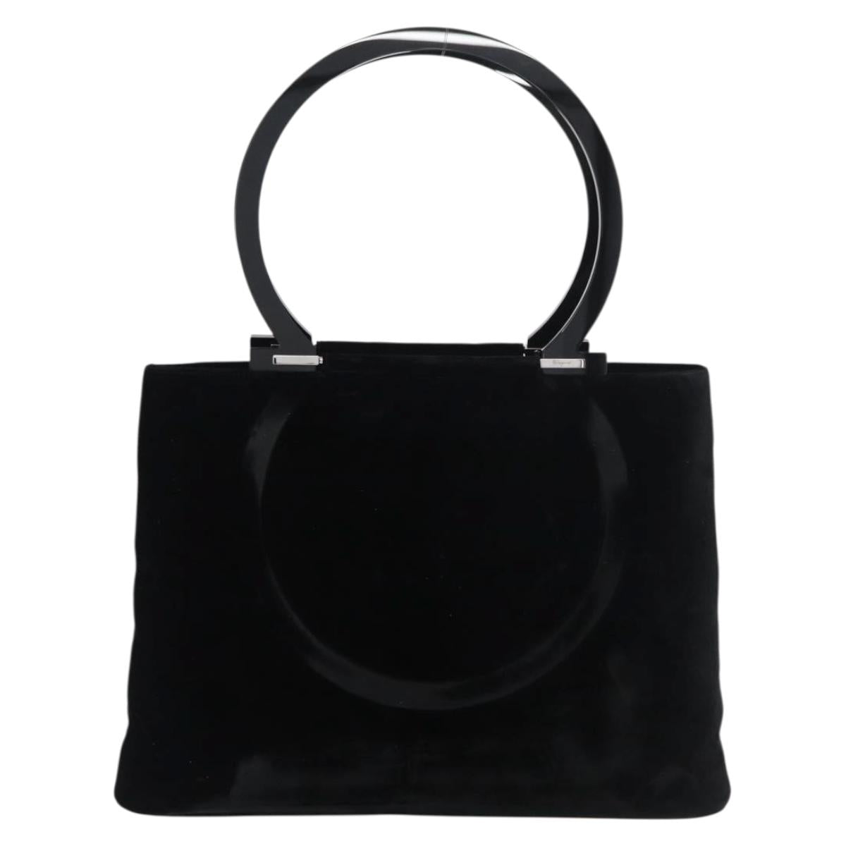 Salvatore Ferragamo Tote Bag Velor Black Silver Auth bs34565A