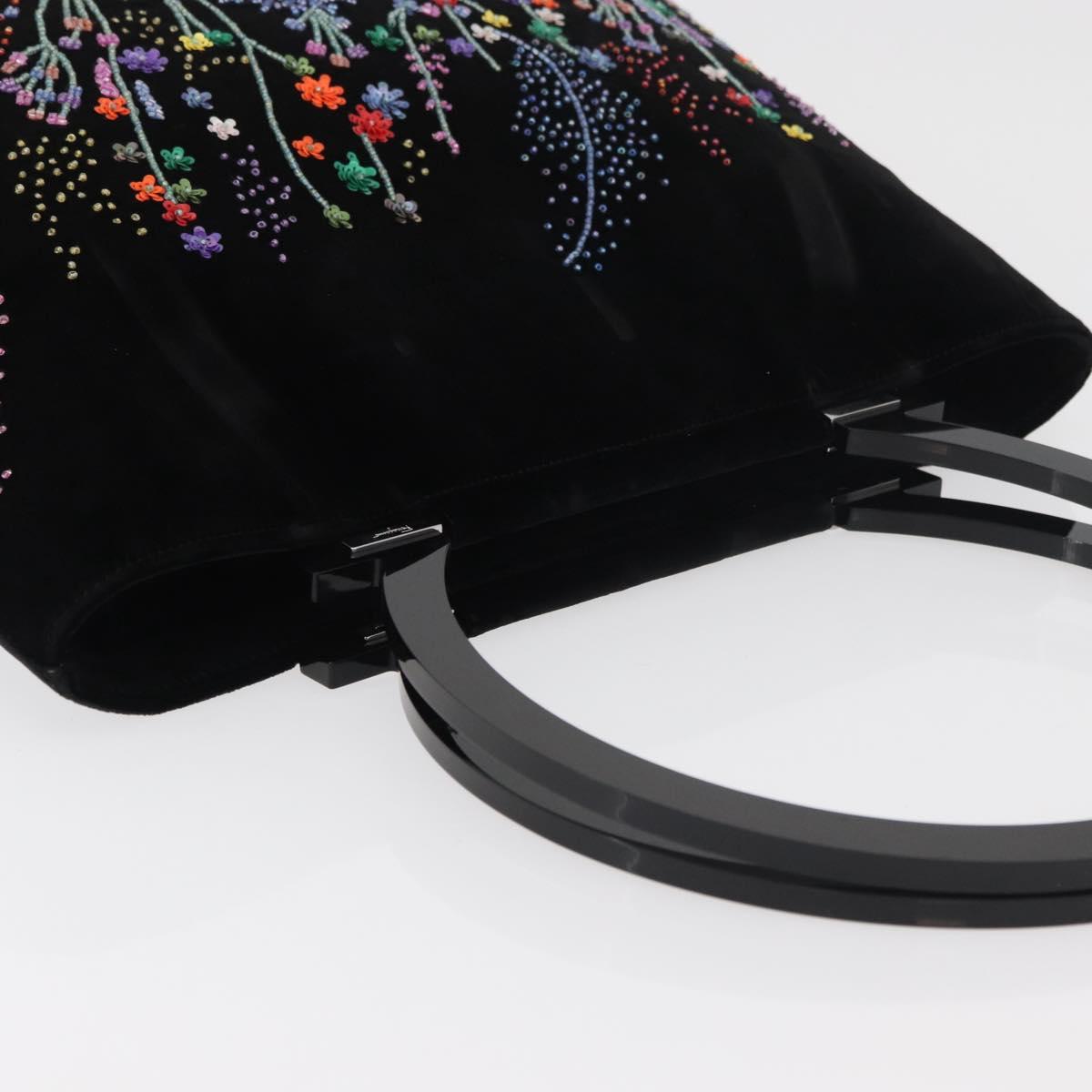 Salvatore Ferragamo Tote Bag Velor Black Silver Auth bs34565A