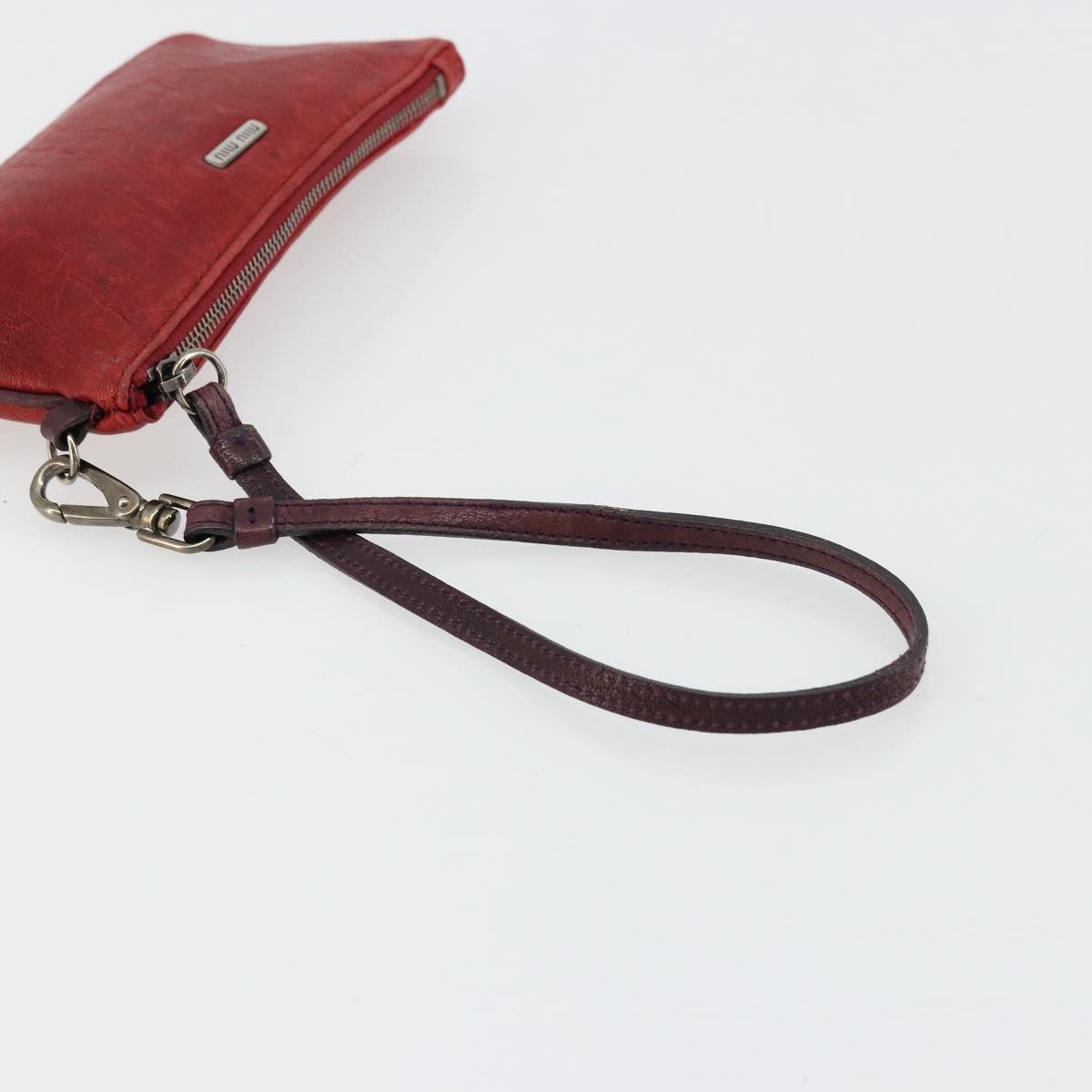Miu Miu Hand Pouch Hand Bag Leather Red Auth bs34578