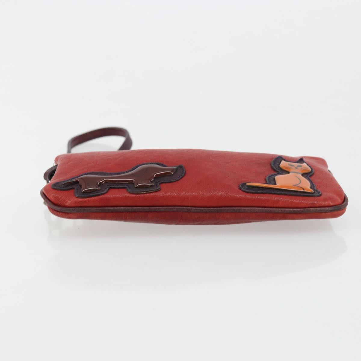 Miu Miu Hand Pouch Hand Bag Leather Red Auth bs34578