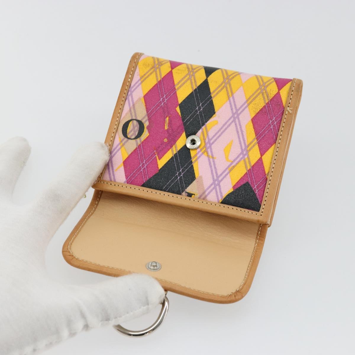 Christian Dior Bifold Wallet Coated Canvas Pink Silver Auth bs34579A