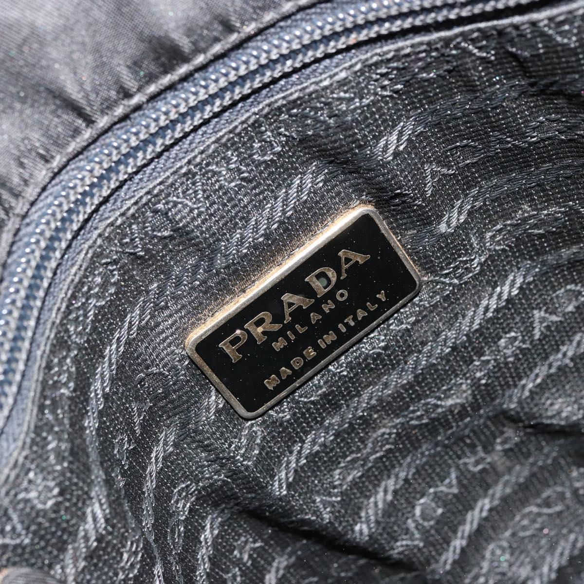 PRADA Chain Hand Bag Nylon Black Gold Auth bs34582