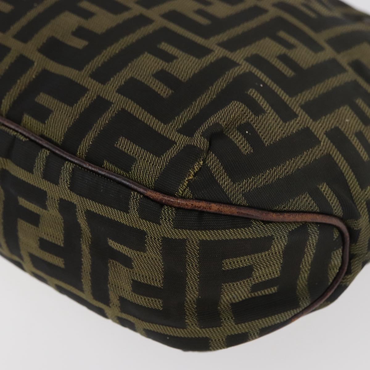 FENDI Zucca Canvas Hand Bag Black Brown Auth bs34584