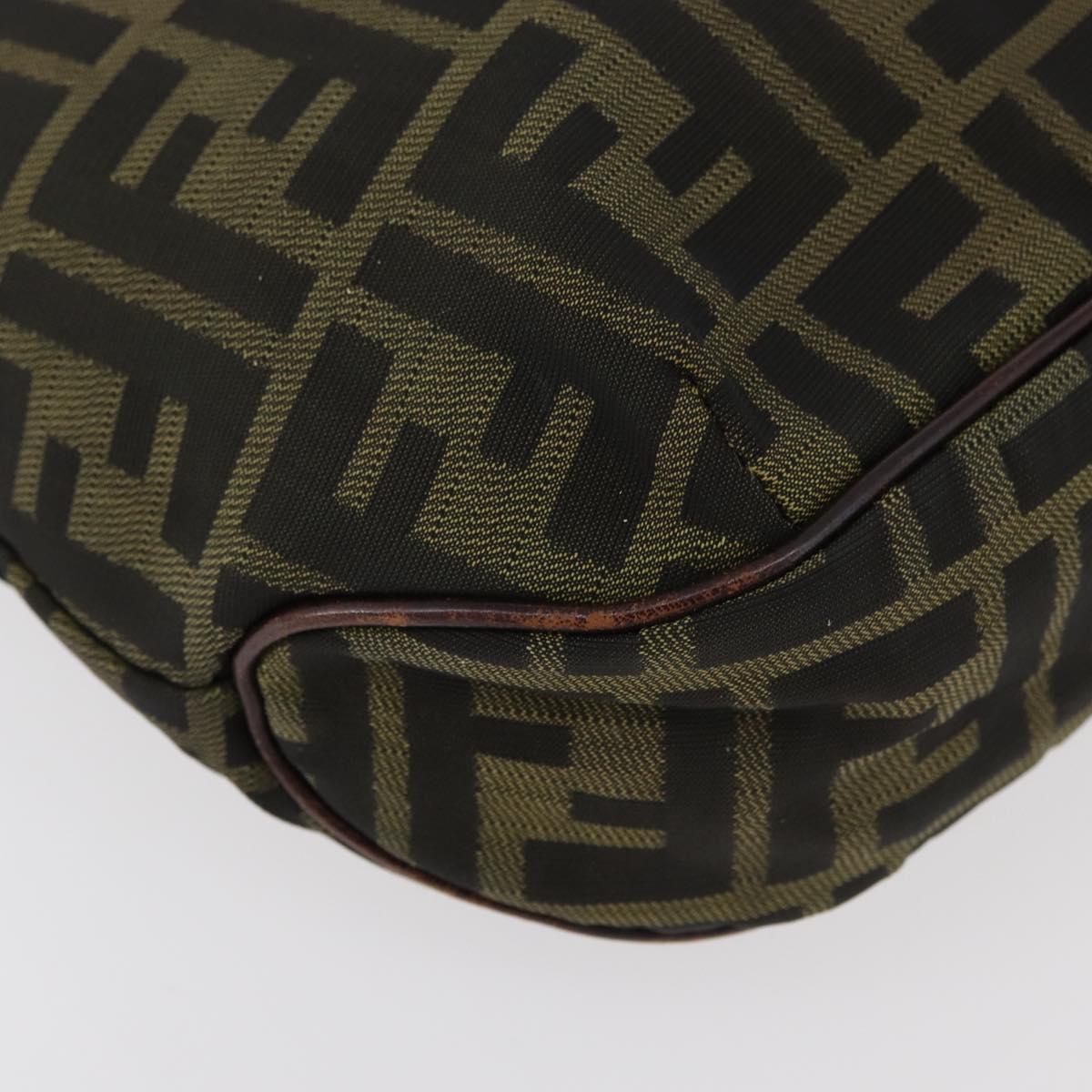 FENDI Zucca Canvas Hand Bag Black Brown Auth bs34584