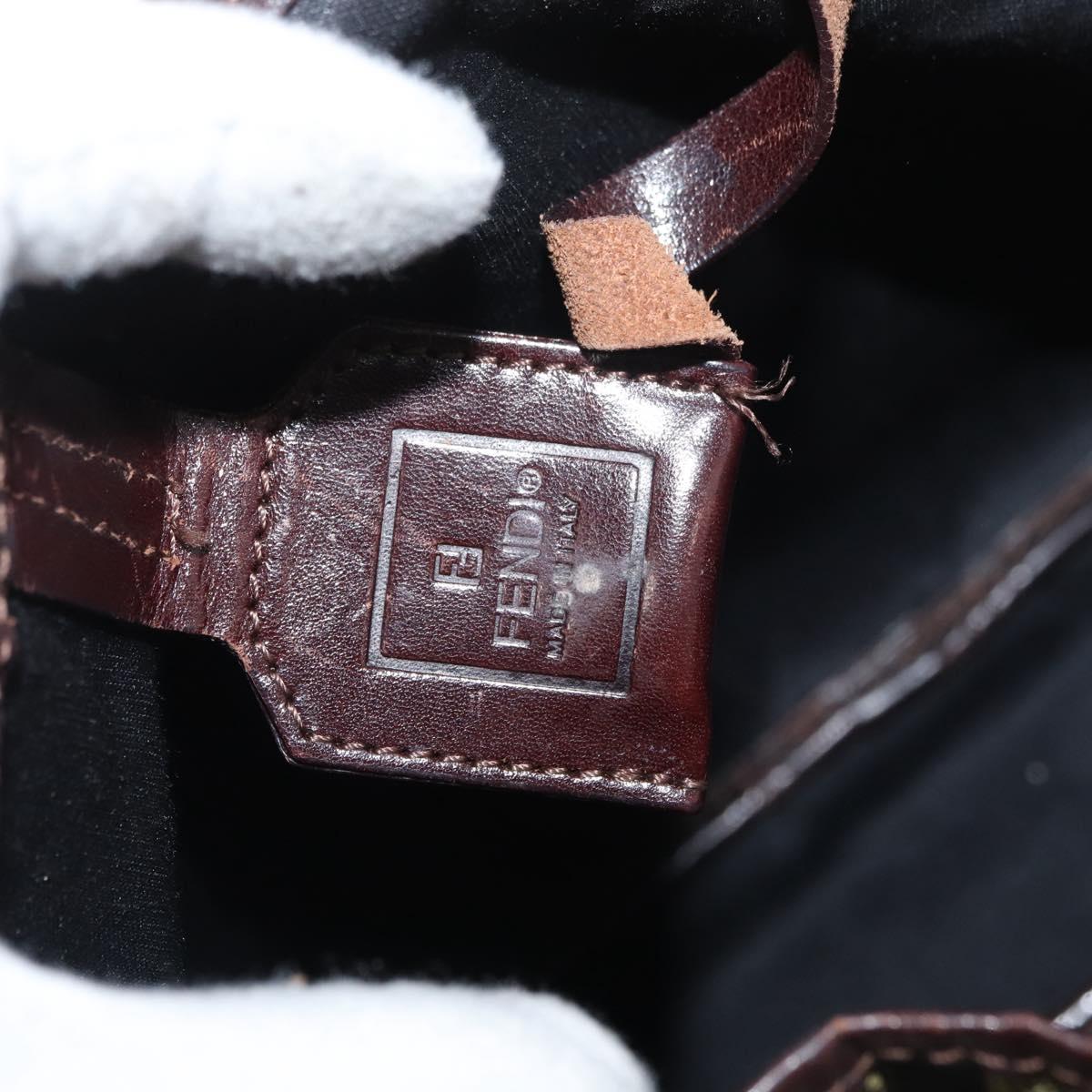 FENDI Zucca Canvas Hand Bag Black Brown Auth bs34584