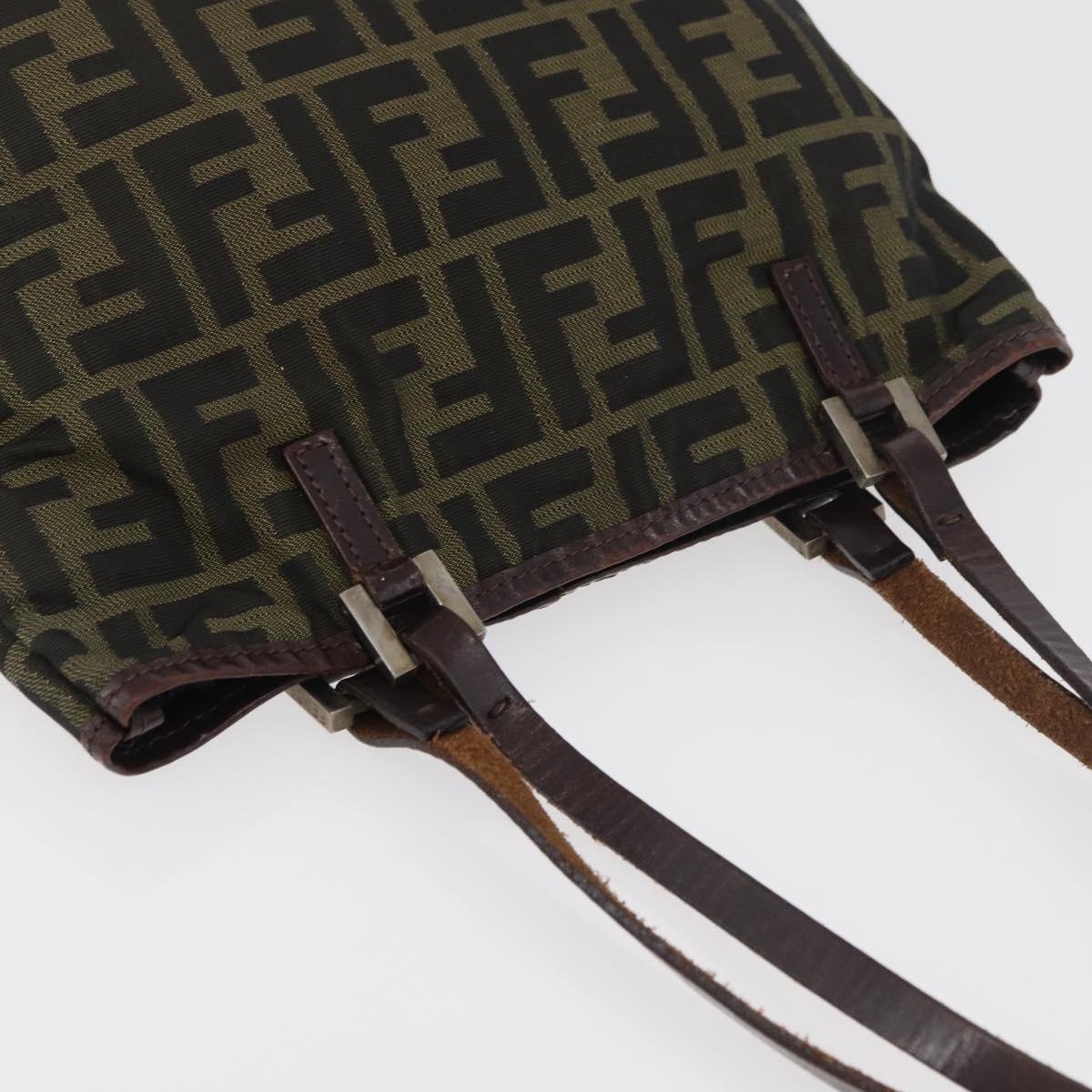 FENDI Zucca Canvas Hand Bag Black Brown Auth bs34584