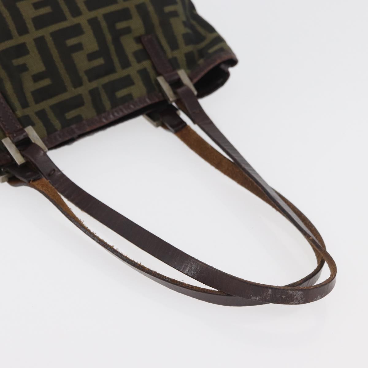 FENDI Zucca Canvas Hand Bag Black Brown Auth bs34584