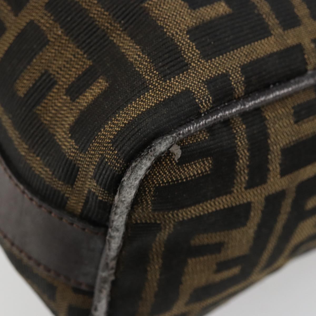FENDI Zucca Canvas Hand Pouch Black Brown Auth bs34585