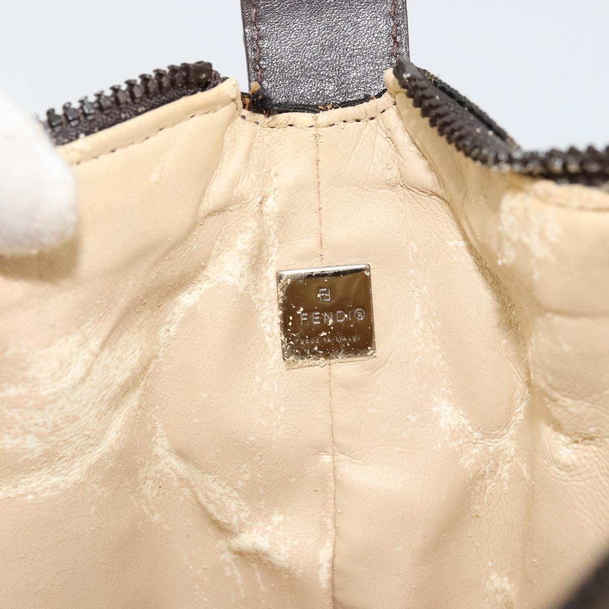 FENDI Zucca Canvas Hand Pouch Black Brown Auth bs34585