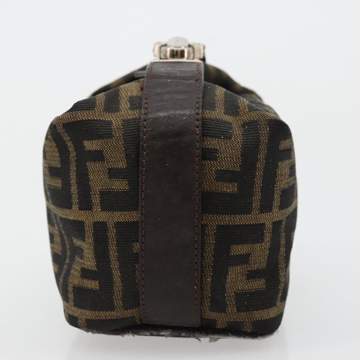 FENDI Zucca Canvas Hand Pouch Black Brown Auth bs34585