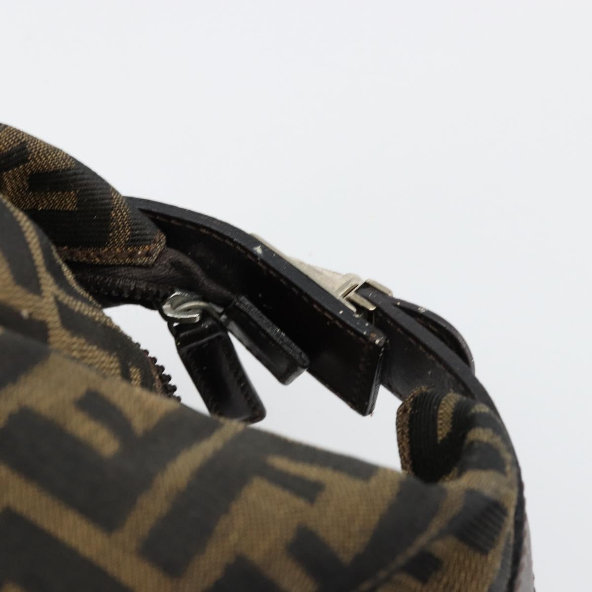 FENDI Zucca Canvas Hand Pouch Black Brown Auth bs34585