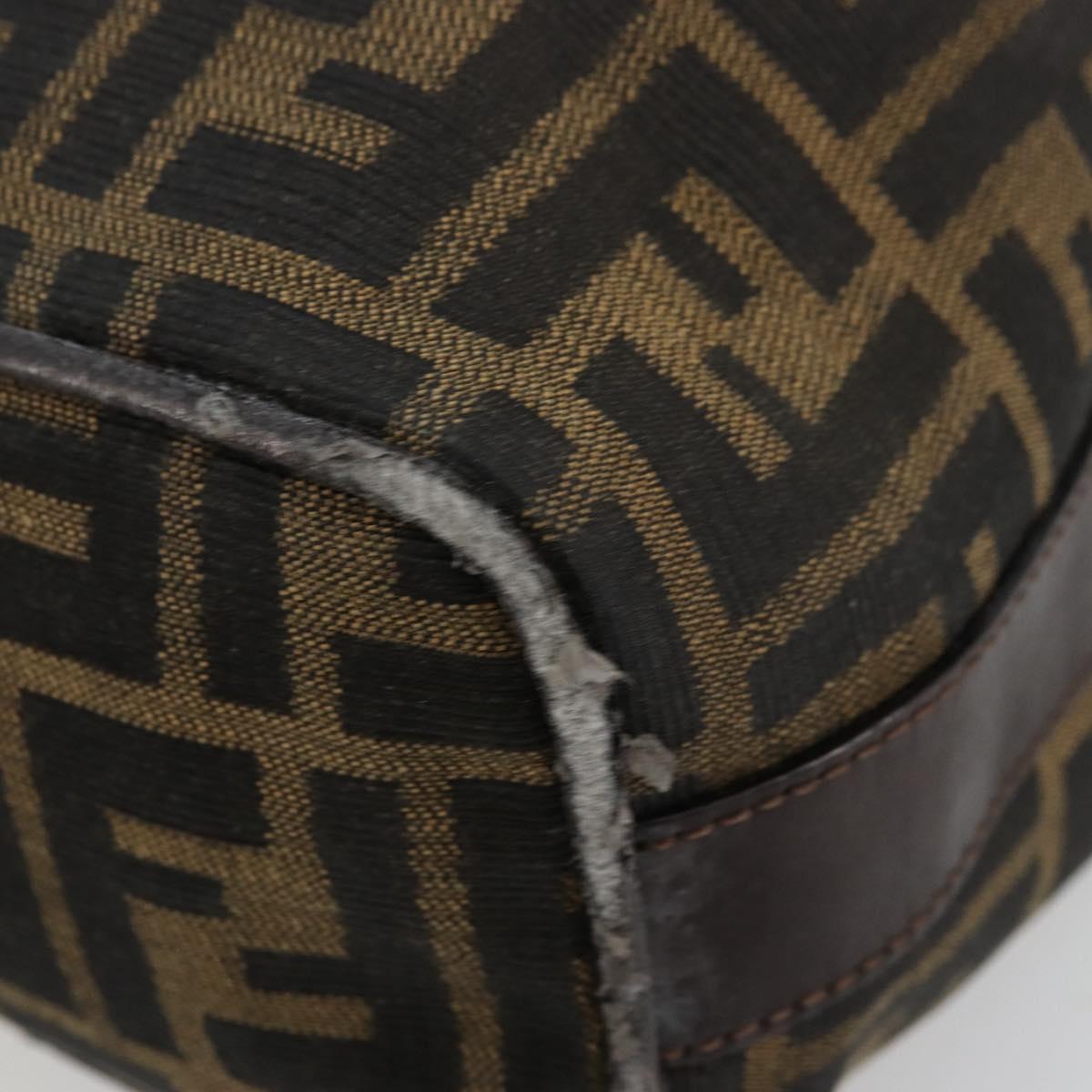 FENDI Zucca Canvas Hand Pouch Black Brown Auth bs34585