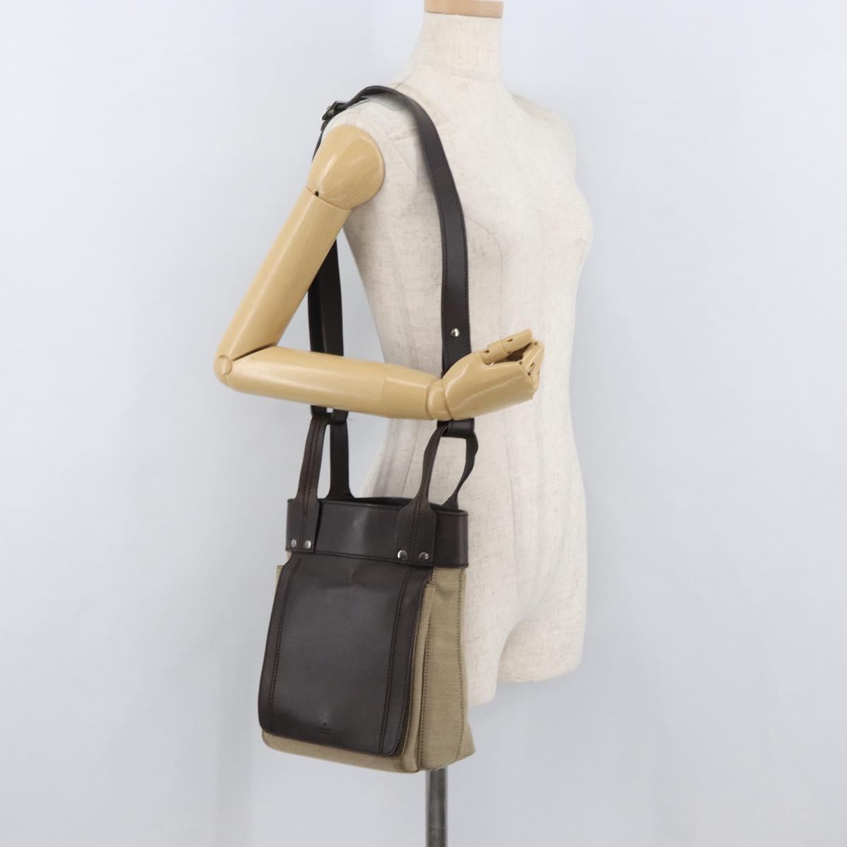 GUCCI Shoulder Bag Canvas Beige Silver 106300 Auth bs34588