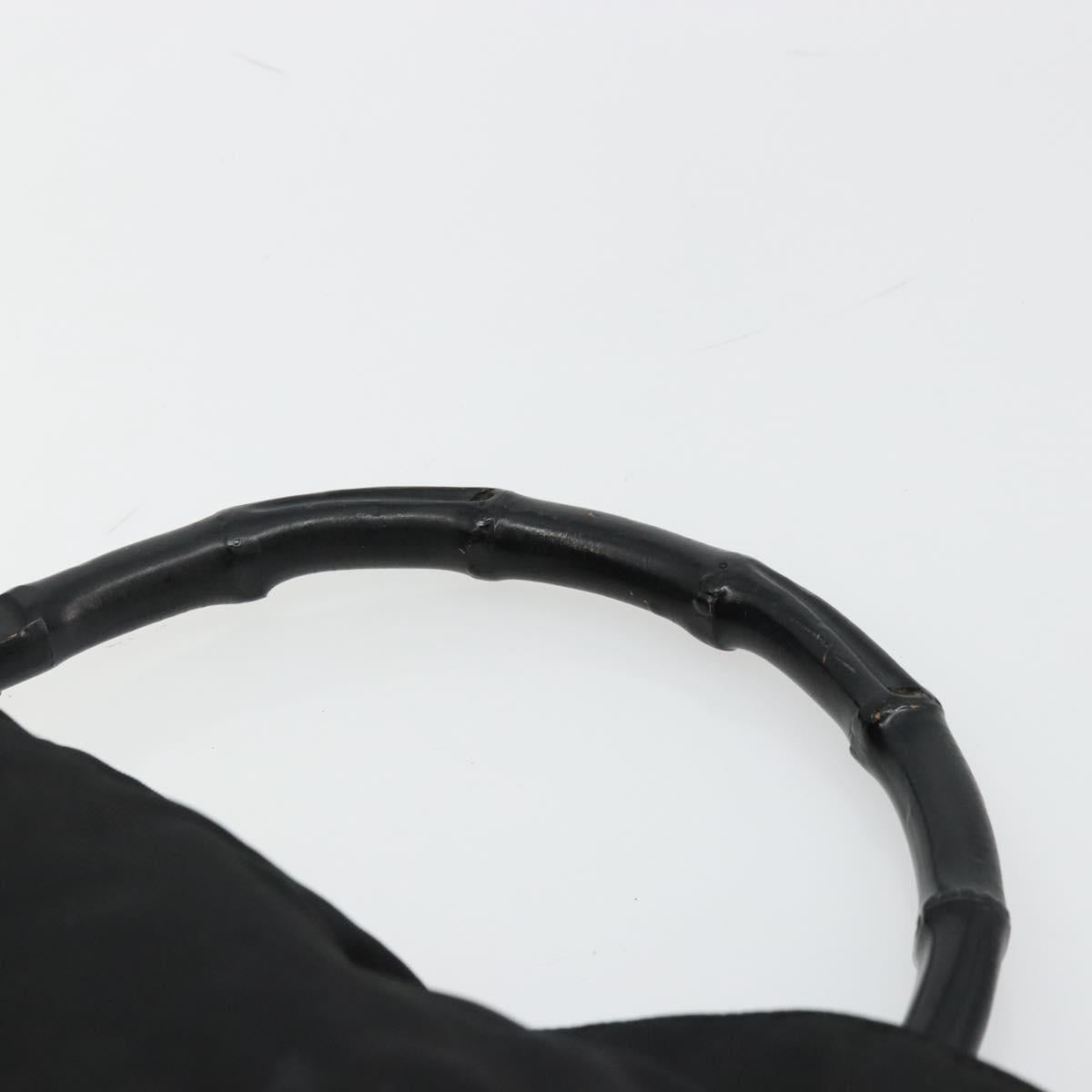GUCCI Bamboo Shoulder Bag Nylon Black Silver 001 1577 Auth bs34590