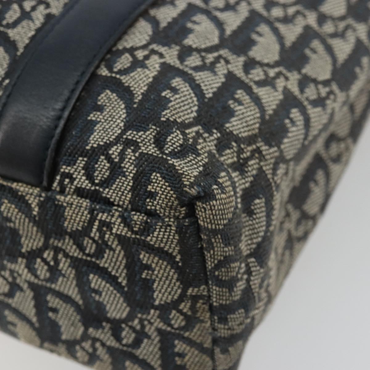 Christian Dior Trotter Canvas Tote Bag Navy Gold Auth bs34597A