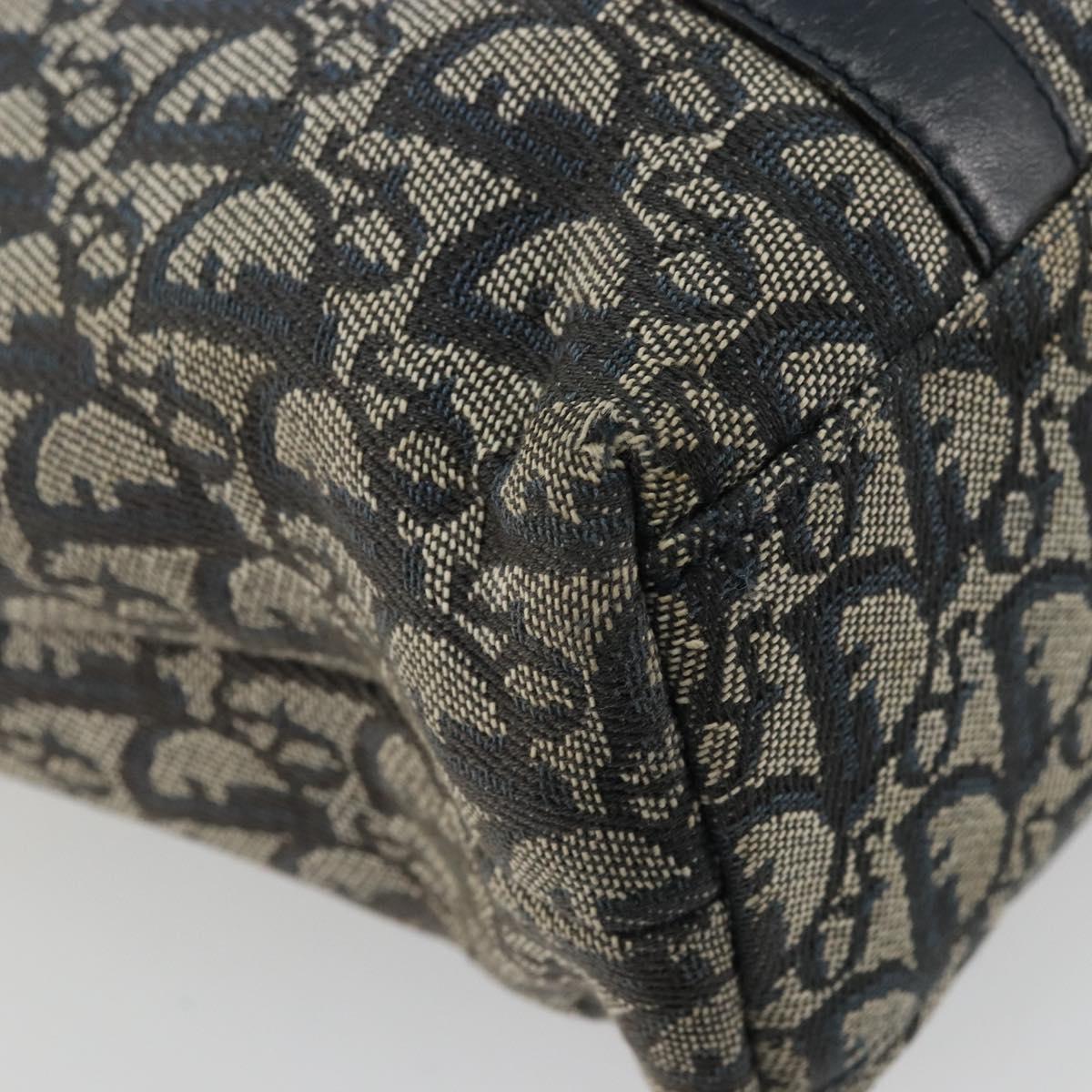Christian Dior Trotter Canvas Tote Bag Navy Gold Auth bs34597A