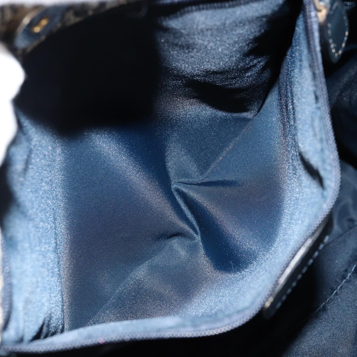 Christian Dior Trotter Canvas Tote Bag Navy Gold Auth bs34597A