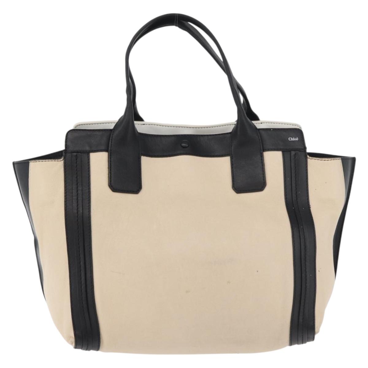 Chloe Tote Bag Leather Beige Gold Auth bs34598A