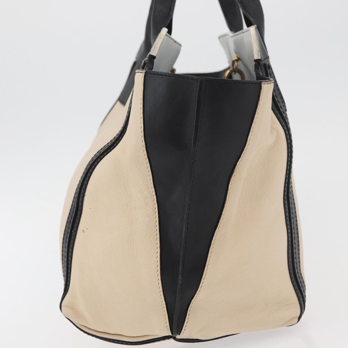 Chloe Tote Bag Leather Beige Gold Auth bs34598A