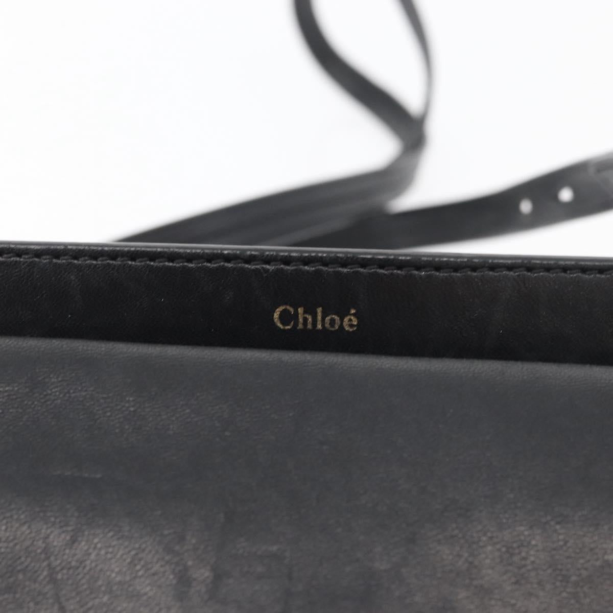 Chloe Shoulder Bag Leather Black Gold Auth bs34599