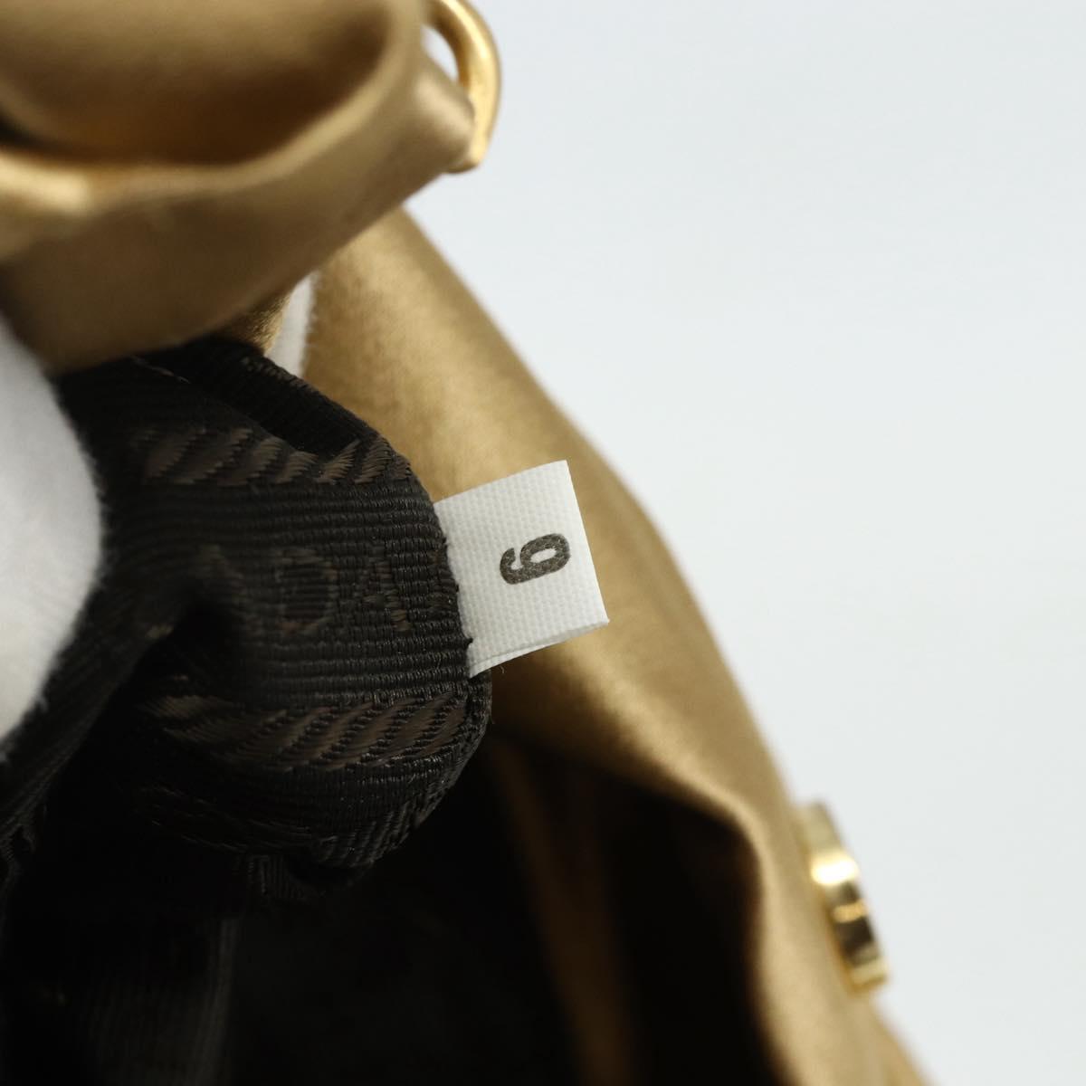 PRADA Chain Tote Bag Satin Gold Auth bs34600