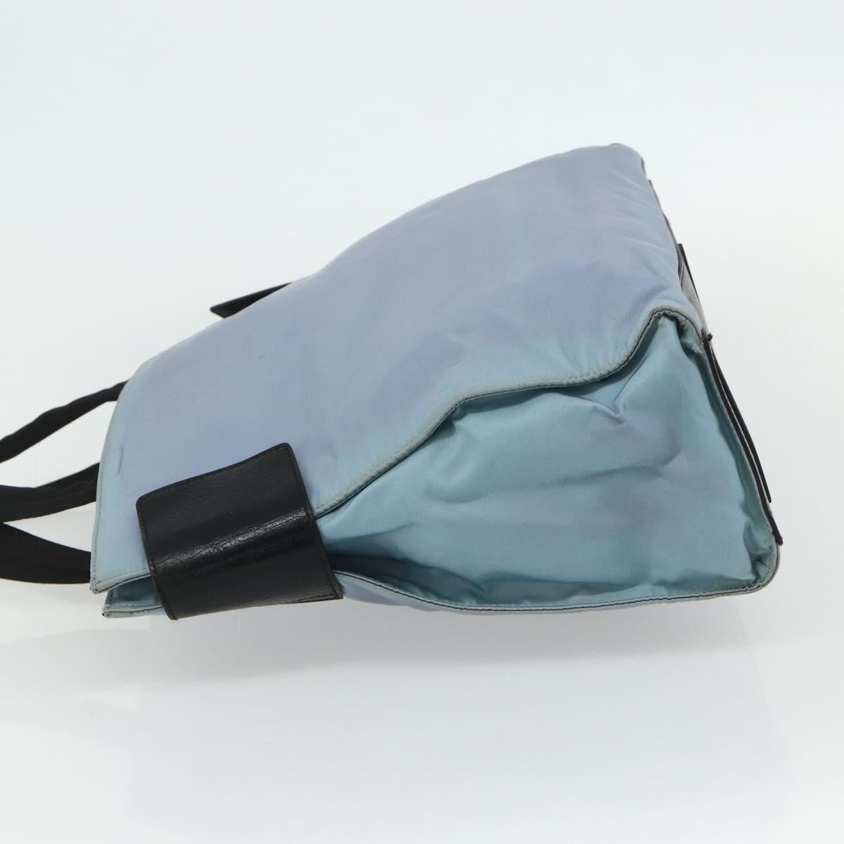 PRADA Tote Bag Nylon Light Blue Silver Auth bs34601