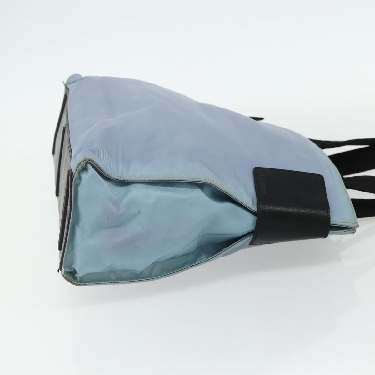 PRADA Tote Bag Nylon Light Blue Silver Auth bs34601