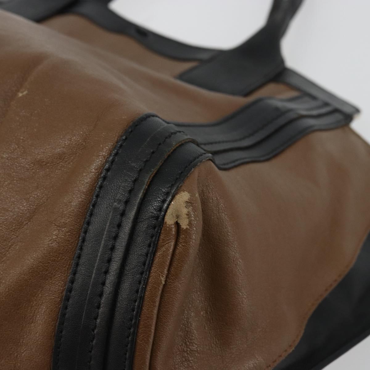 Chloe Tote Bag Leather Brown Gold Auth bs34603