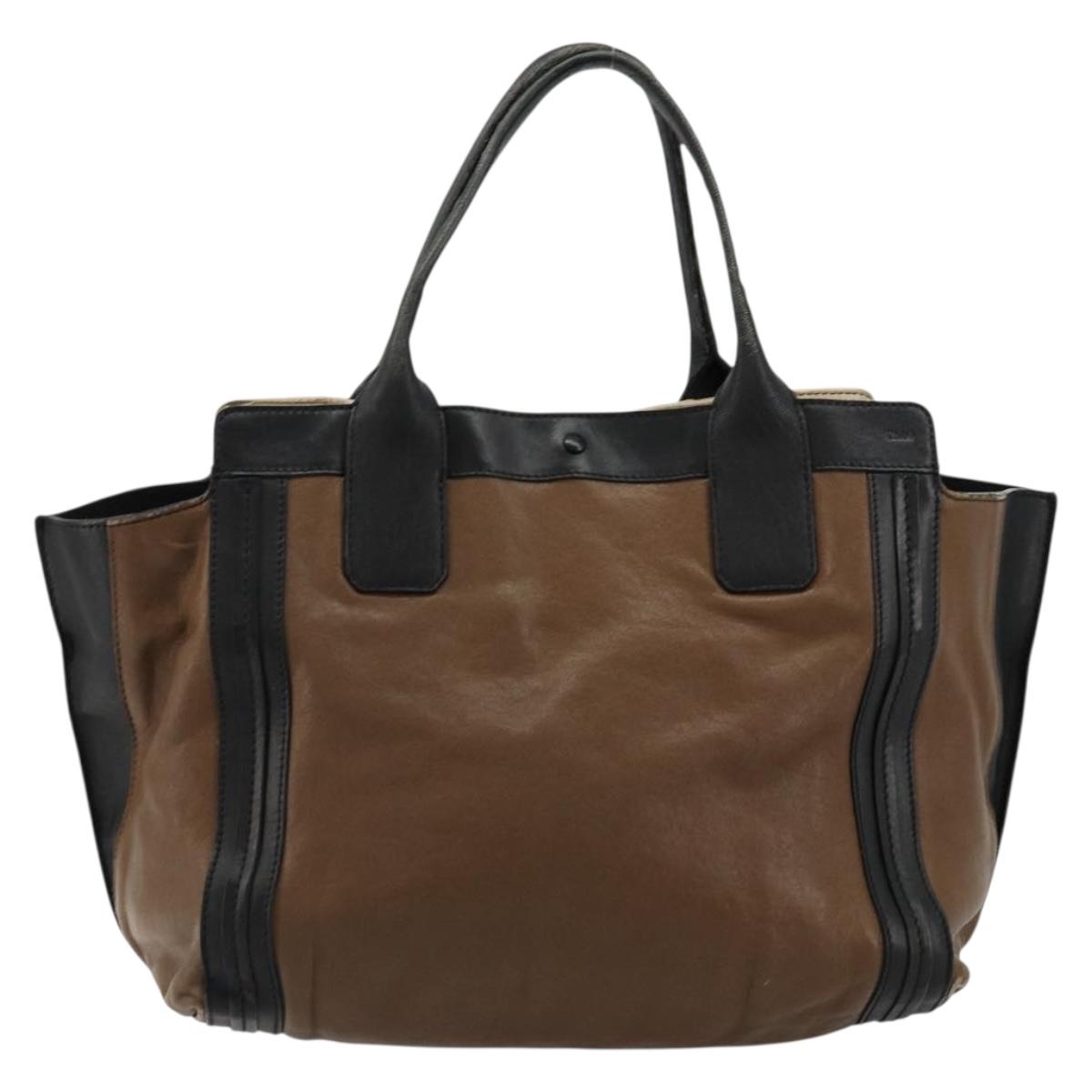 Chloe Tote Bag Leather Brown Gold Auth bs34603