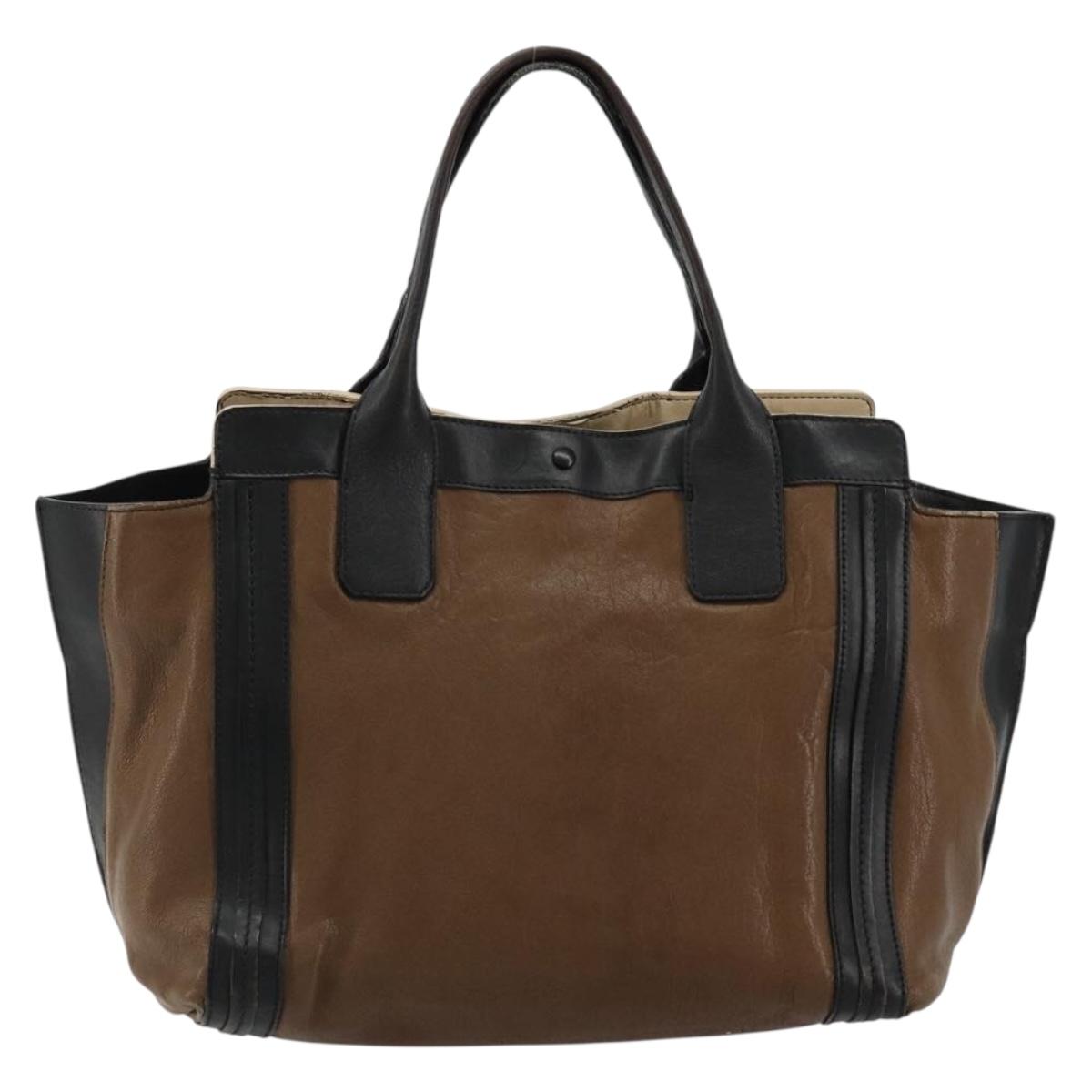Chloe Tote Bag Leather Brown Gold Auth bs34603