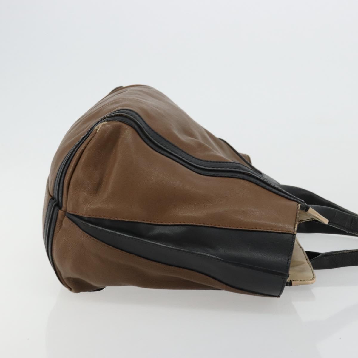 Chloe Tote Bag Leather Brown Gold Auth bs34603