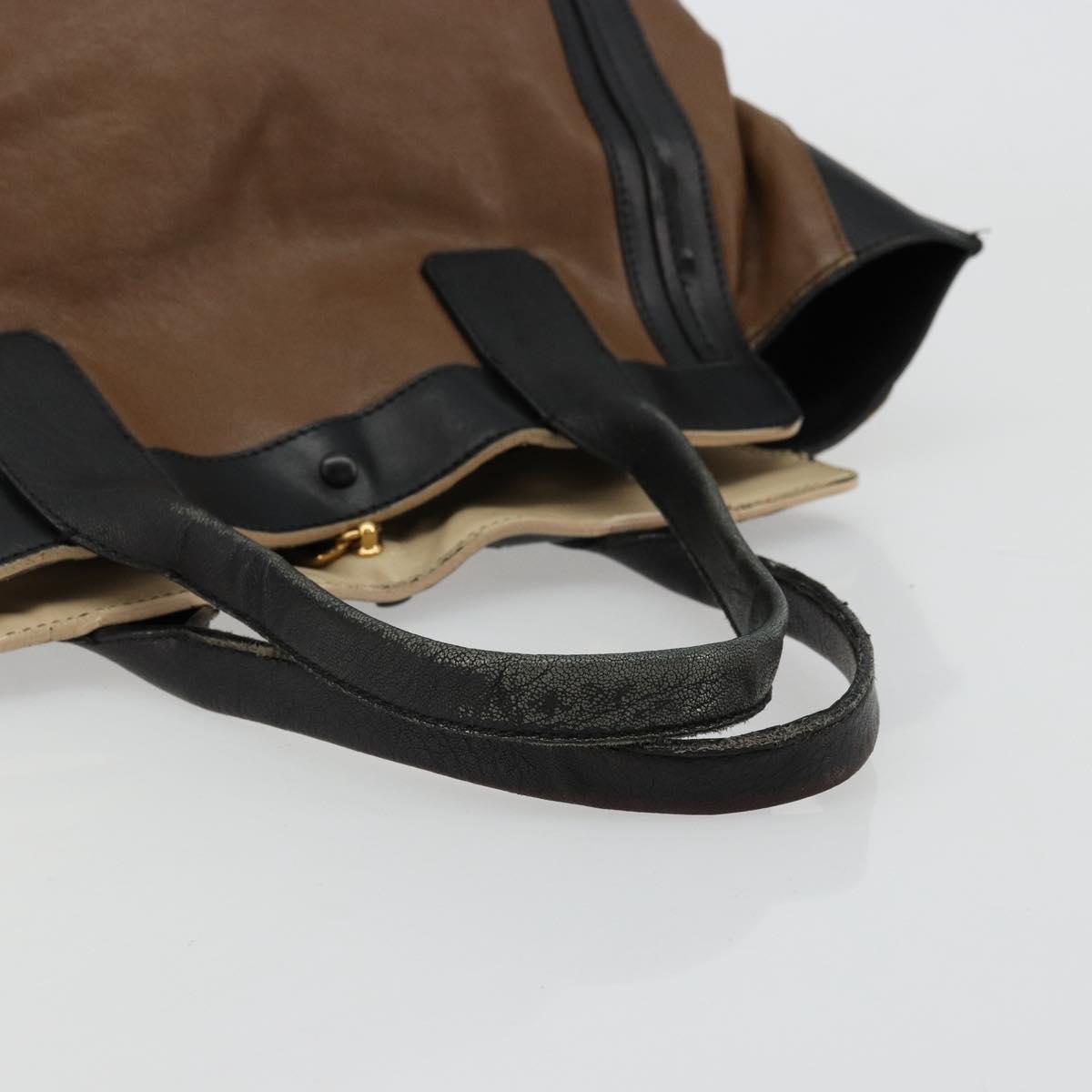 Chloe Tote Bag Leather Brown Gold Auth bs34603
