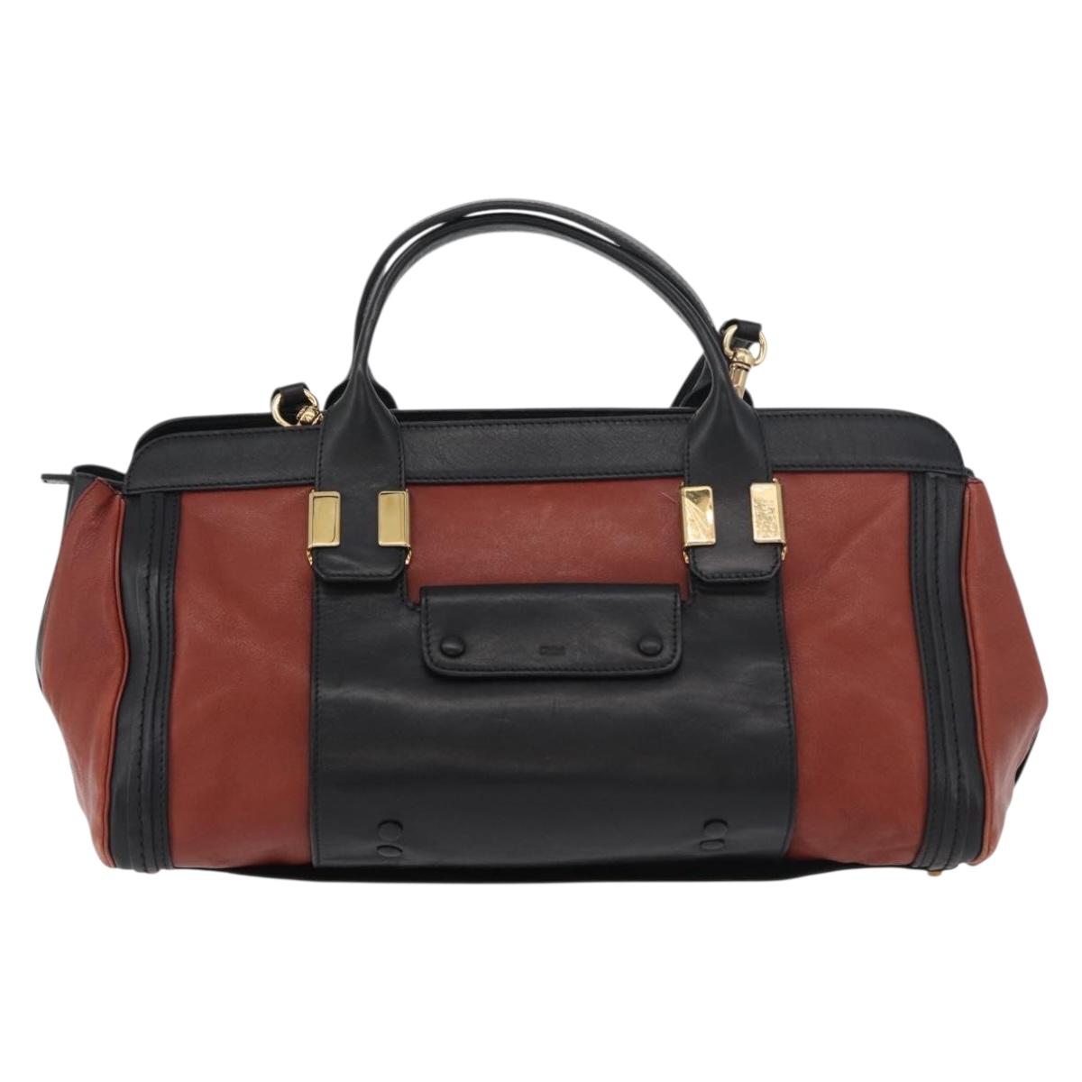 Chloe Hand Bag Leather 2way Brown Gold Auth bs34604A