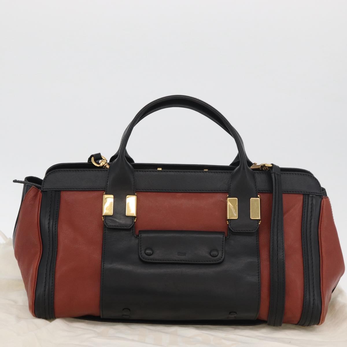 Chloe Hand Bag Leather 2way Brown Gold Auth bs34604A