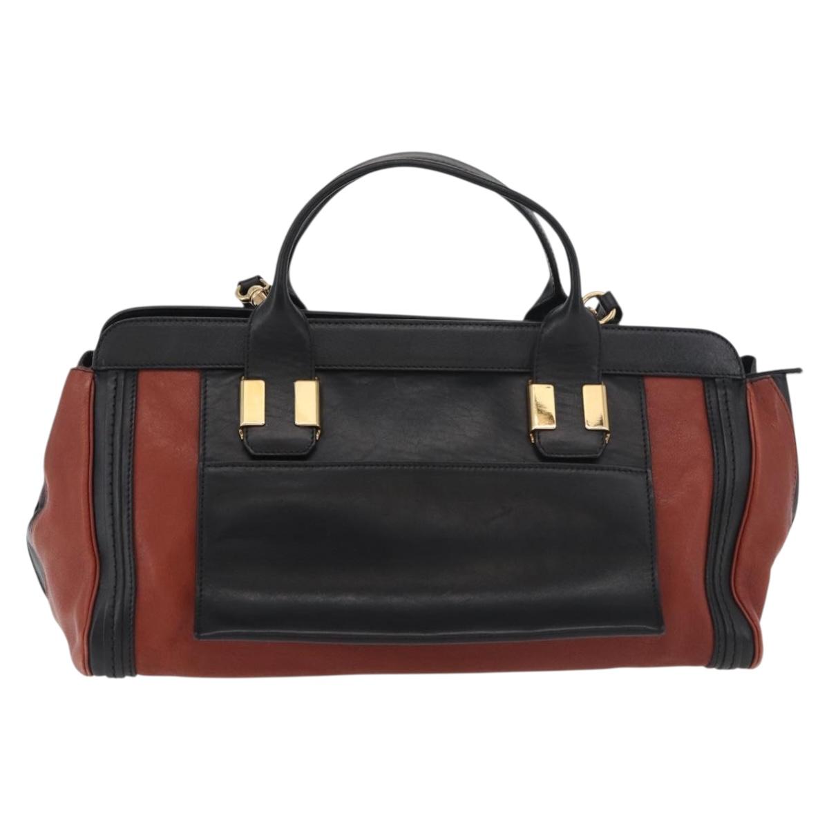Chloe Hand Bag Leather 2way Brown Gold Auth bs34604A