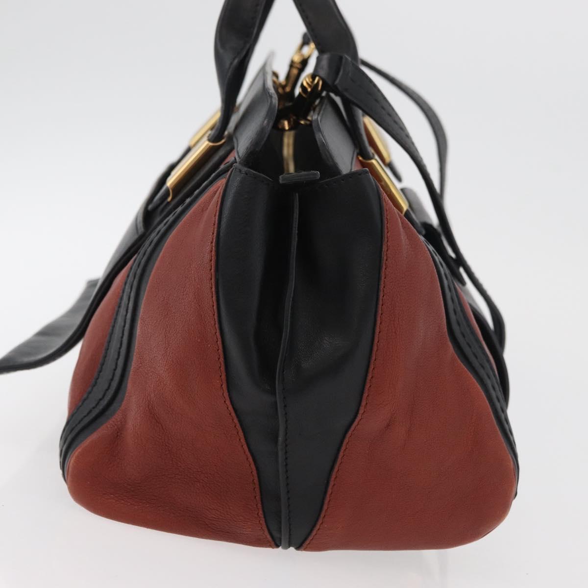 Chloe Hand Bag Leather 2way Brown Gold Auth bs34604A