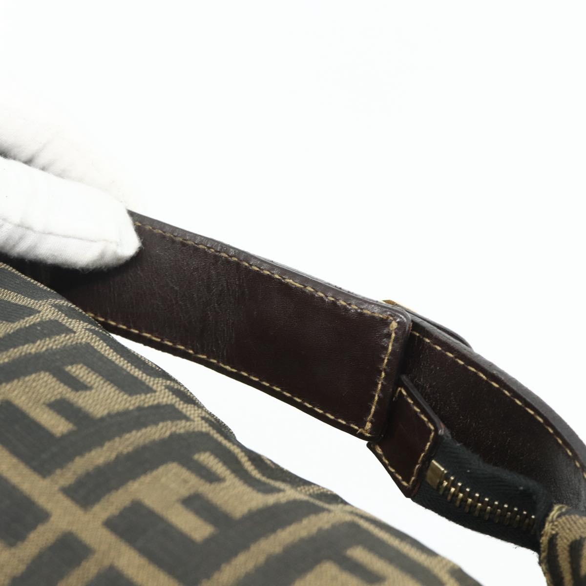 FENDI Zucca Canvas Hand Bag Black Brown Auth bs34606