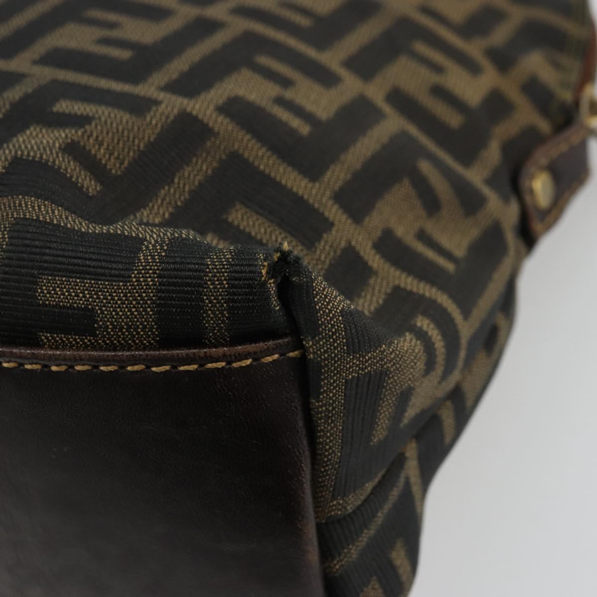 FENDI Zucca Canvas Hand Bag Black Brown Auth bs34607