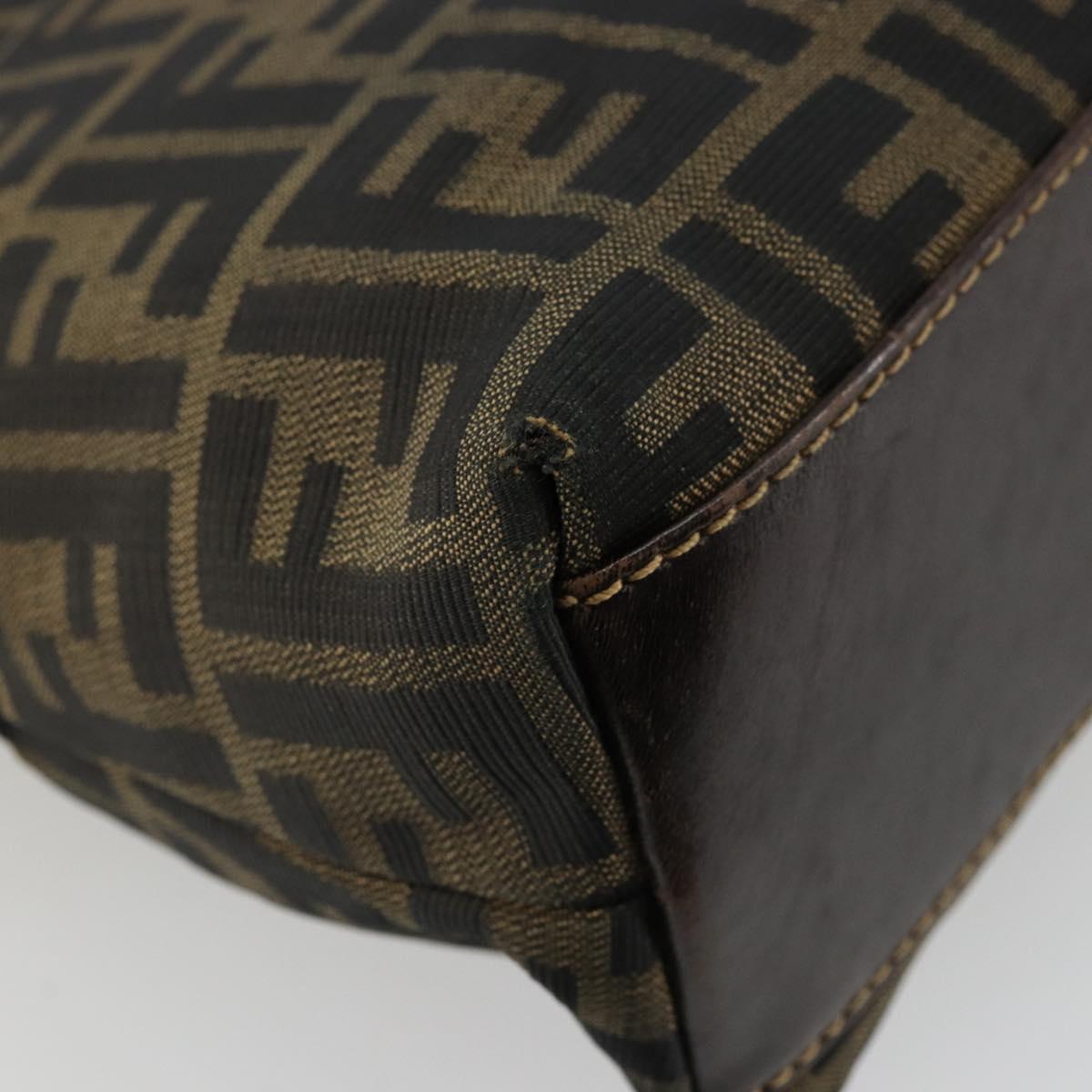 FENDI Zucca Canvas Hand Bag Black Brown Auth bs34607