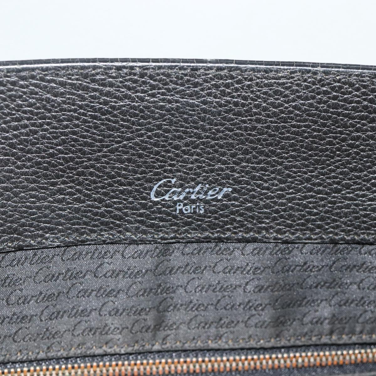 CARTIER Tote Bag Leather Black Gold Auth bs34621