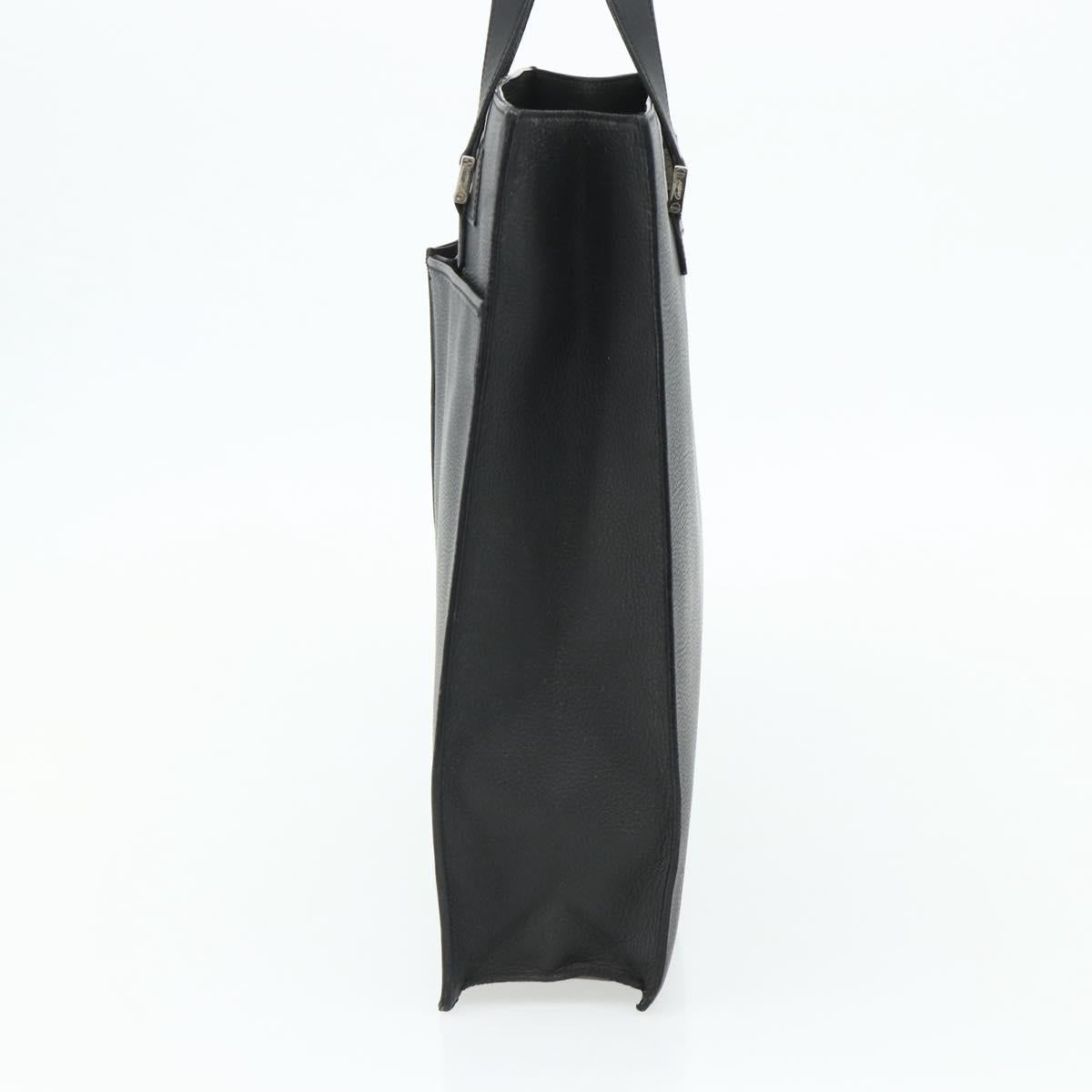 CARTIER Tote Bag Leather Black Gold Auth bs34621