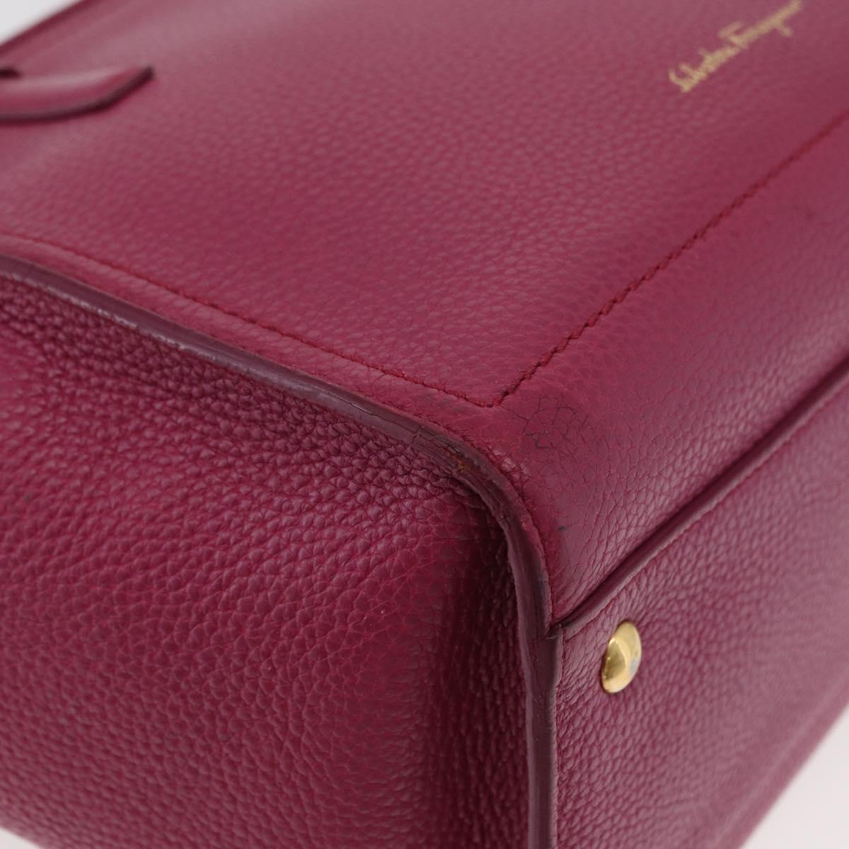 Salvatore Ferragamo Gancini Hand Bag Leather 2way Purple Gold Auth bs34636