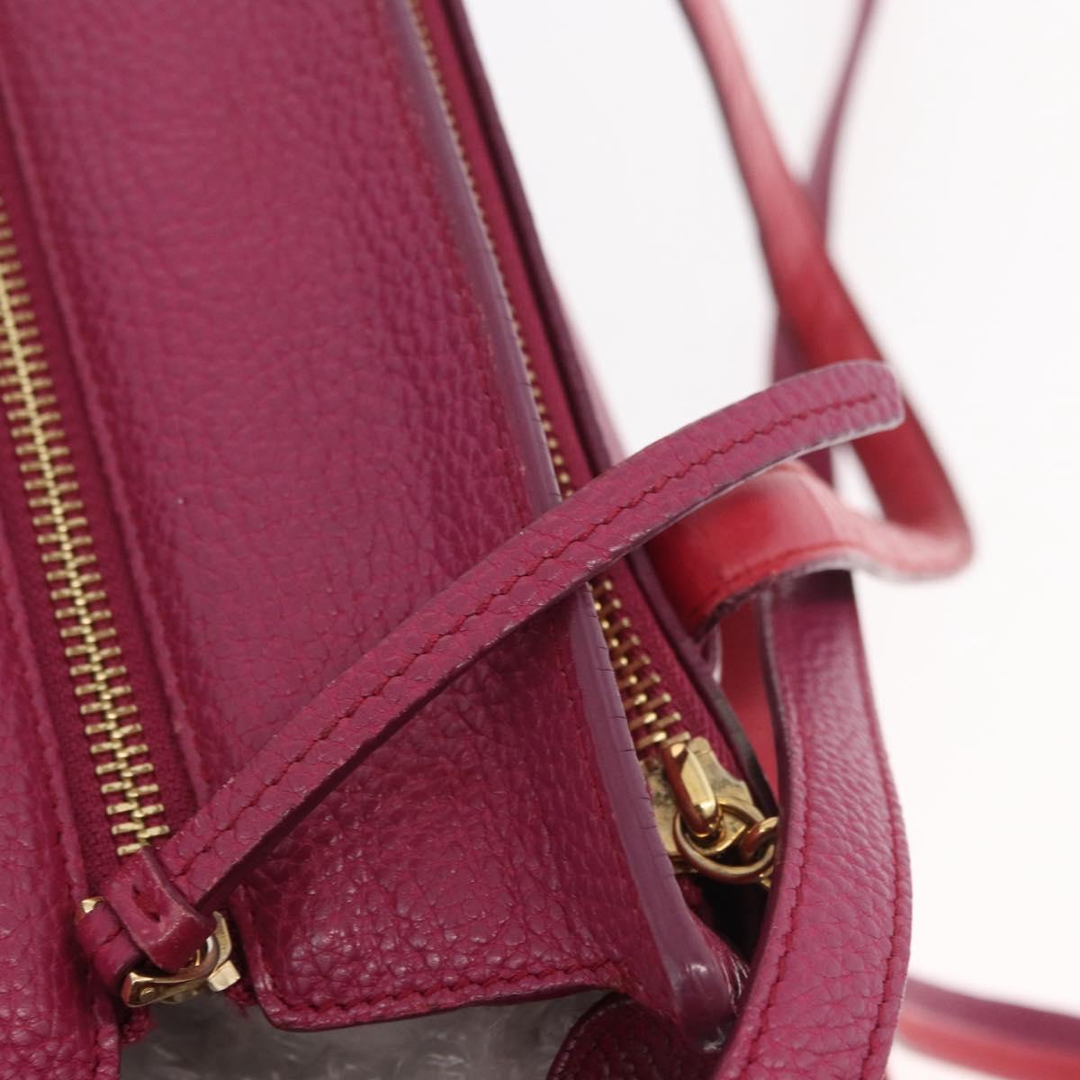 Salvatore Ferragamo Gancini Hand Bag Leather 2way Purple Gold Auth bs34636