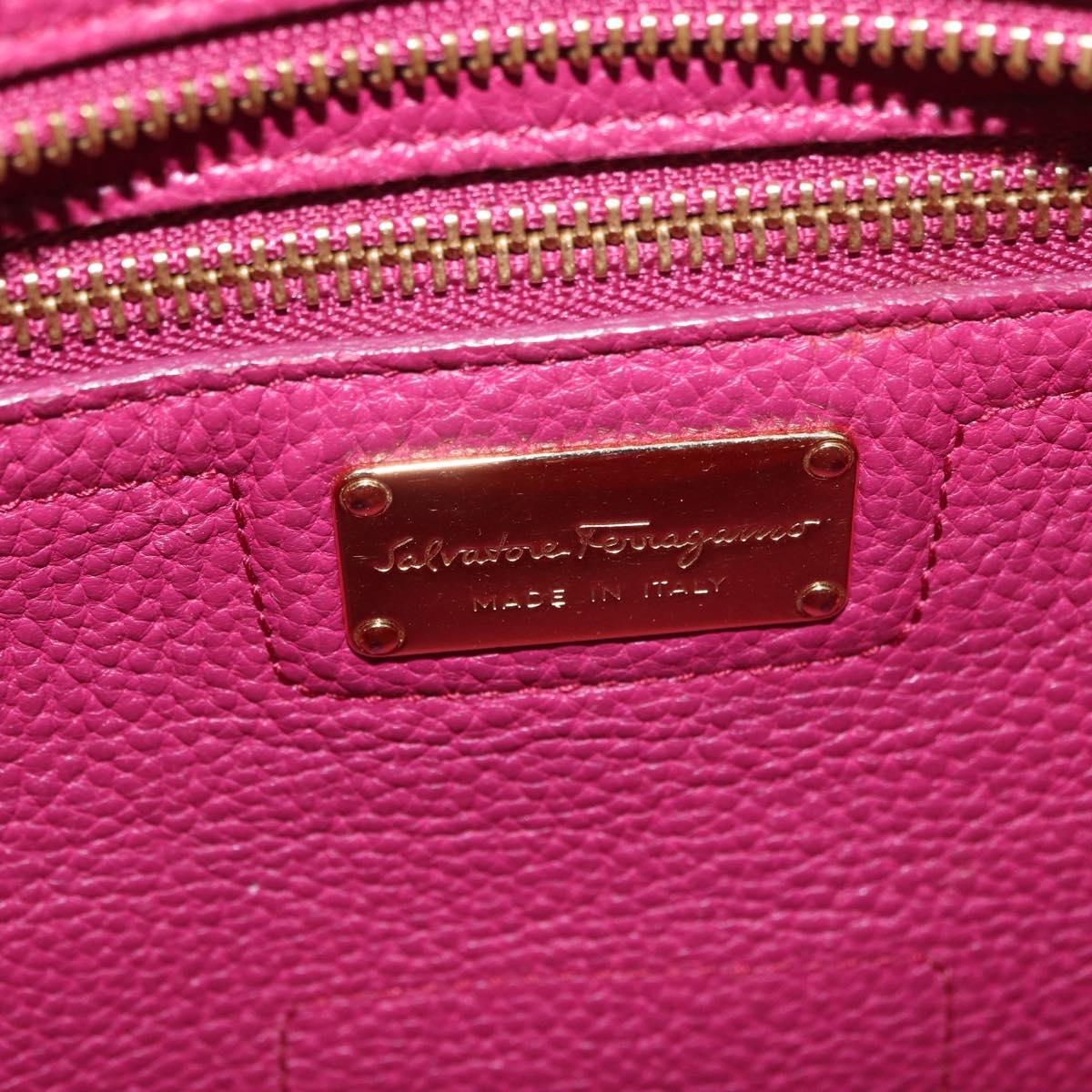 Salvatore Ferragamo Gancini Hand Bag Leather 2way Purple Gold Auth bs34636