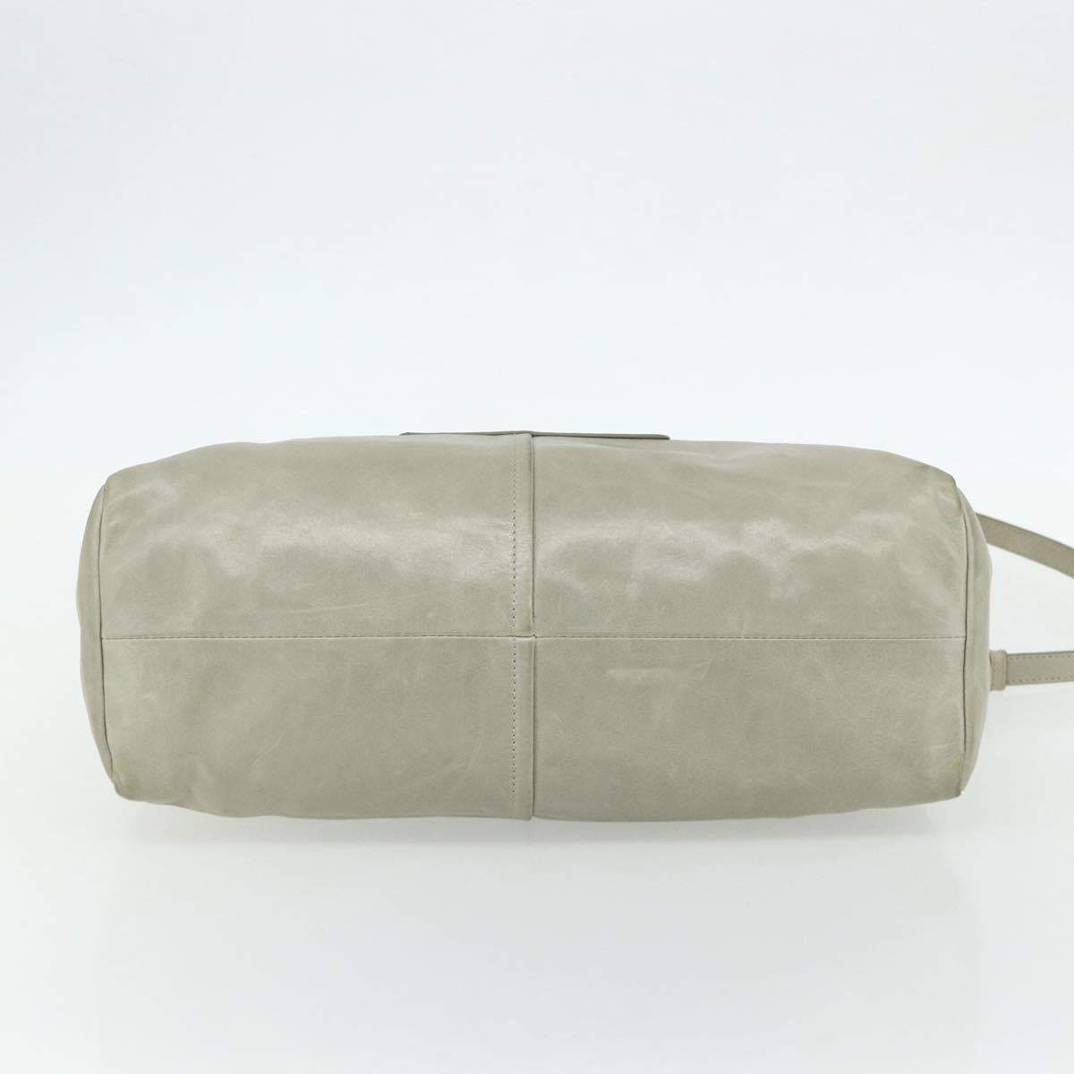 PRADA Hand Bag Leather 2way Gray Gold Auth bs34637